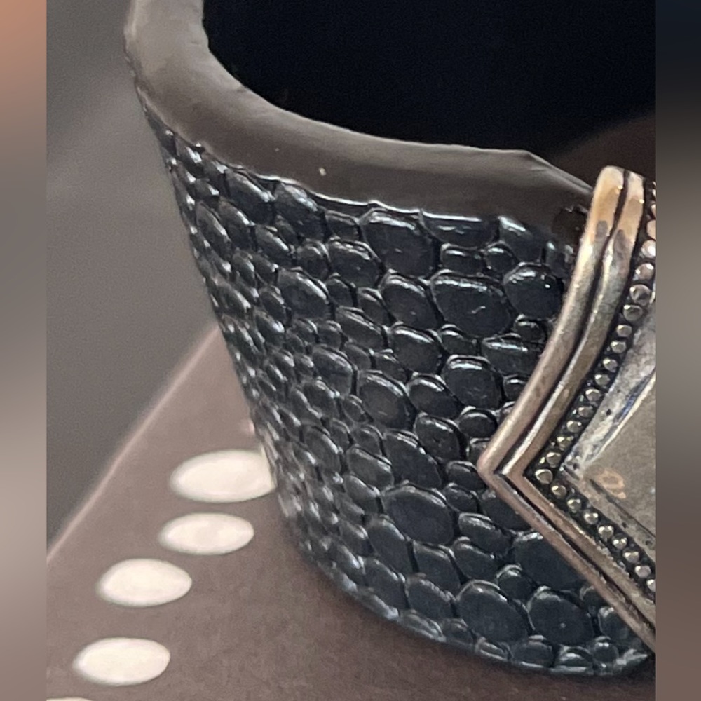 Silpada black leather cuff with sterling silver tips